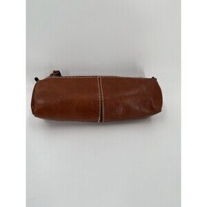Patricia Nash Isla Oblong Leather Wristlet Clutch Pencil Case Handbag Brown